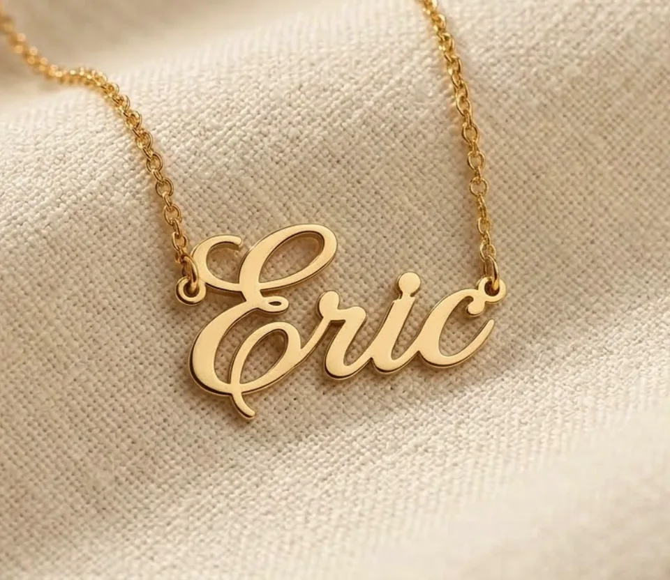 Custom name necklace in classic handwriting script, 925 sterling silver